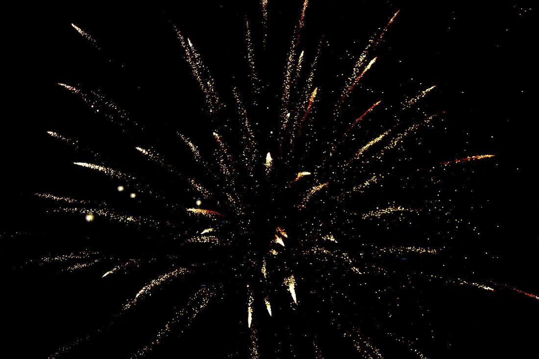 Firework exploding in dark sky