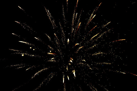Firework exploding in dark sky